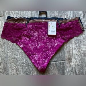 New 3 pairs of Joyspun Microfiber and Lace Thong Panties Size XXL or XXXL